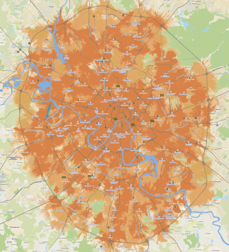 Карта покрытия LTE Билайн в Москве на декабрь 2013