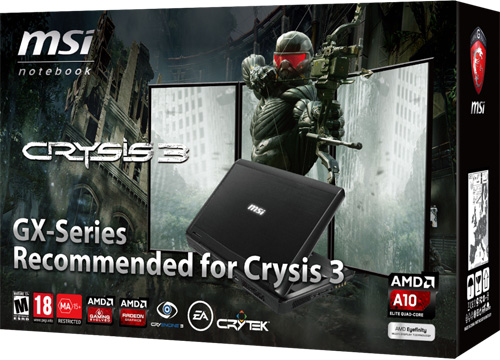 MSI GX70 рекомендован для Crysis 3