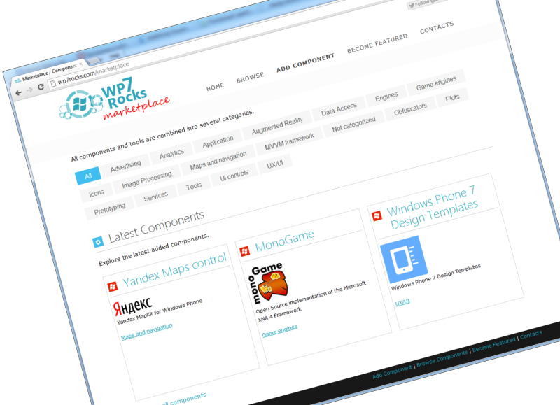 Markeplace компонентов и инструментов для Windows Phone и Windows 8 image