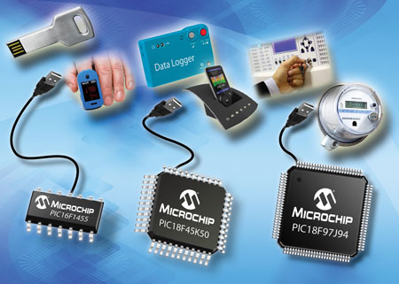 Microchip выпускает 15 восьмиразрядных микроконтроллеров PIC с поддержкой USB 2.0