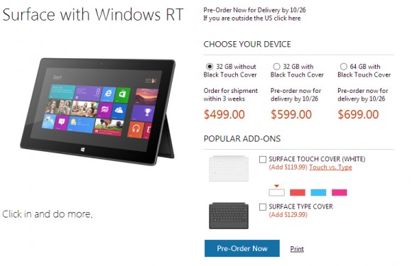 Microsoft Surface RT 32GB распроданы в течение суток еще в стадии предзаказа Microsoft Surface RT 32GB распроданы в течение суток еще в стадии предзаказа