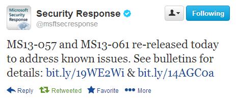 Microsoft перевыпускает MS13 057 и MS13 061