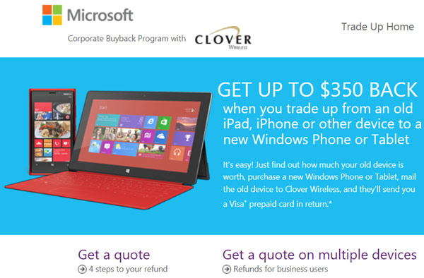 Microsoft предлагает за мобильные устройства с iOS или Android купоны на покупку в своих магазинах