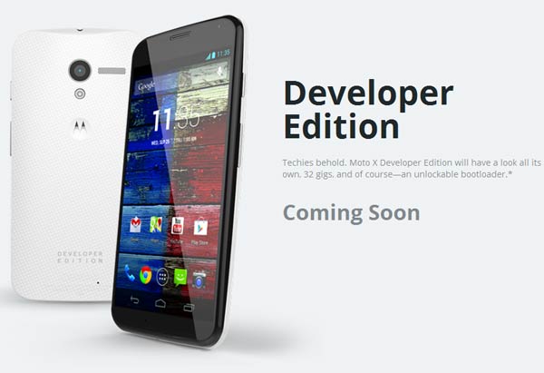 О цене и сроке начала продаж Moto X Developer Edition пока данных нет