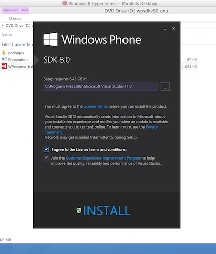 Nested виртуализация в Parallels Desktop 8 для разработки под Windows 8 Phone