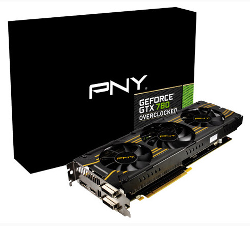 Карты PNY GeForce GTX 770 OC и GTX 780 OC оснащены видеовыходами DVI (два), HDMI и DisplayPort