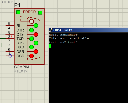 Proteus и два с половиной hello world для UART и USB на микроконтроллере