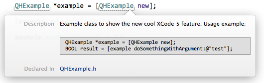 Quick Help для своего кода в XCode 5