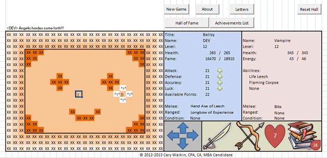 RPG игра в рабочей книге Excel