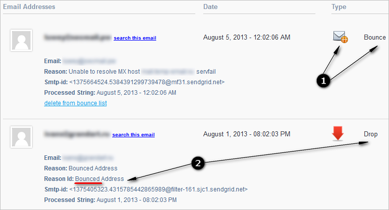 SendGrid's bounces