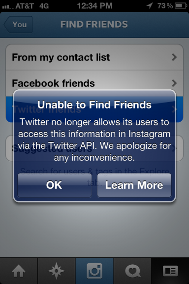 Twitter отключил функцию «Найти друзей» для Instagram