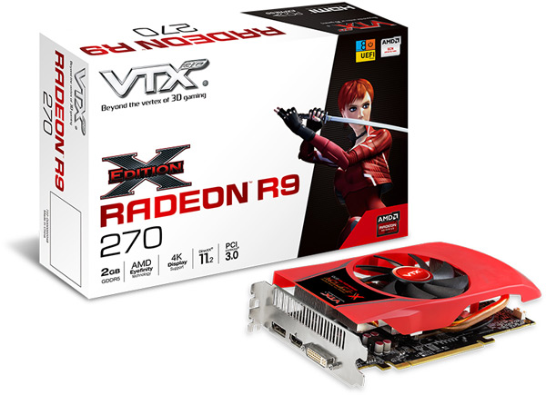 3D-карте VTX3D R9 270X X-Edition достался кулер с двумя вентиляторами, R9 270 X-Edition — с одним 