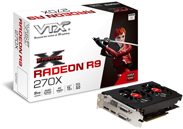 3D-карте VTX3D R9 270X X-Edition достался кулер с двумя вентиляторами, R9 270 X-Edition — с одним 