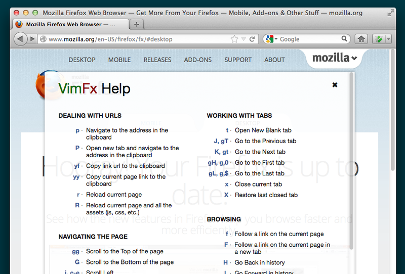 VimFx: Пользователям Firefox и фанатам Vim посвящается (Расширение для Firefox)