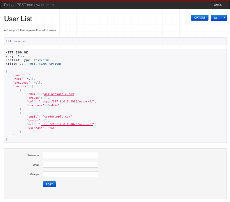 Web API с помощью Django REST framework