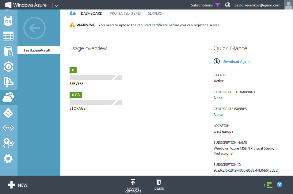 Windows Azure Recovery Services. Часть 2: Подготовка Windows Azure Recovery Services. Часть 2: Подготовка