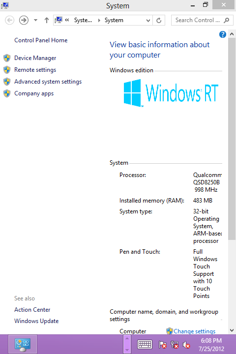 Windows RT запущена… на HD2