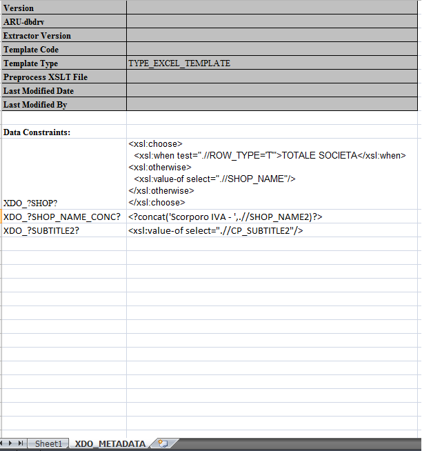 XLS Templates в Oracle BI Publisher (XML Publisher)