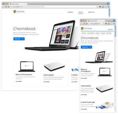 Адаптивный дизайн на странице Chromebooks