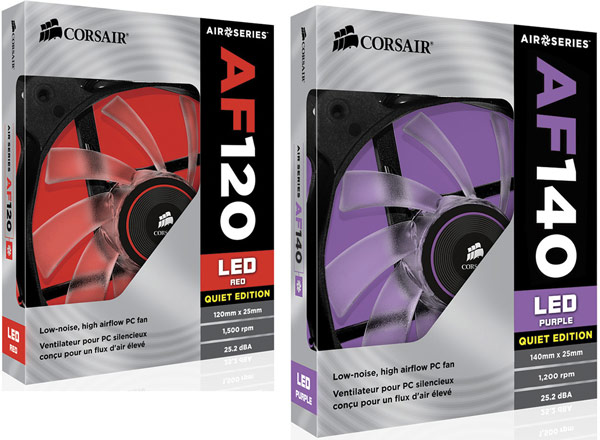 Продажи корпусных вентиляторов Corsair Air Series AF120 LED Quiet Edition и Air Series AF140 LED Quiet Edition уже начались