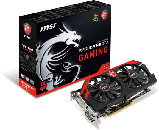 3D-карта MSI R9 270 Gaming 2G оснащена системой охлаждения Twin Frozr IV