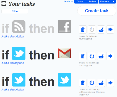 ifttt main screen