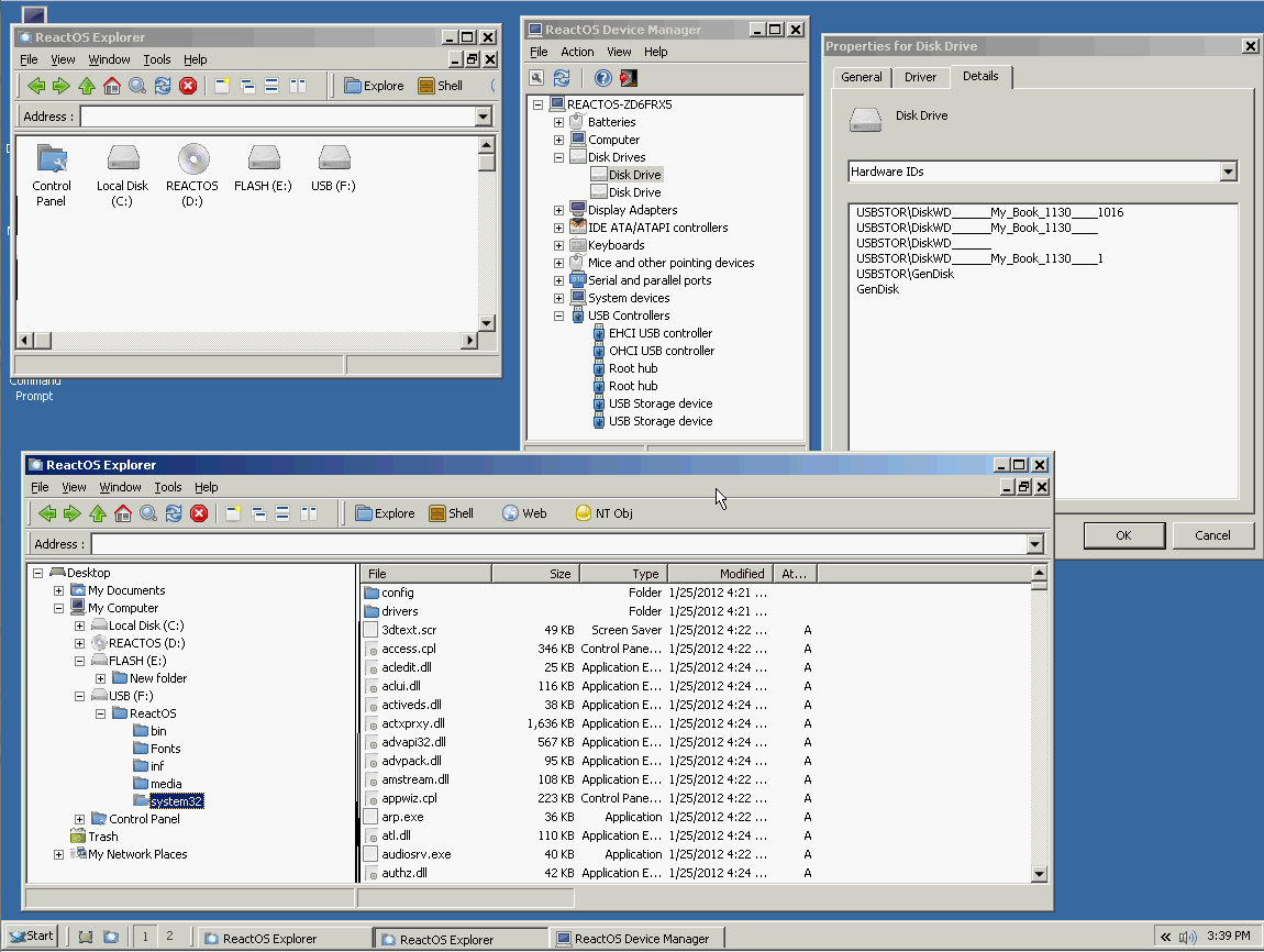 ReactOS установлена на USB