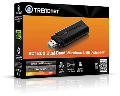 Беспроводной адаптер Trendnet AC1200 поддерживает 5G Wi-Fi (IEEE 802.11ac) и оснащен интерфейсом USB 3.0