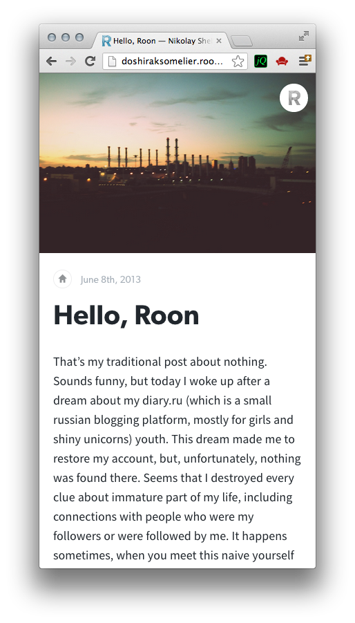 Блоггинг для хипстеров — Roon.io