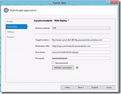 Быстрый старт первого проекта в Windows Azure. Веб сайты clip_image049