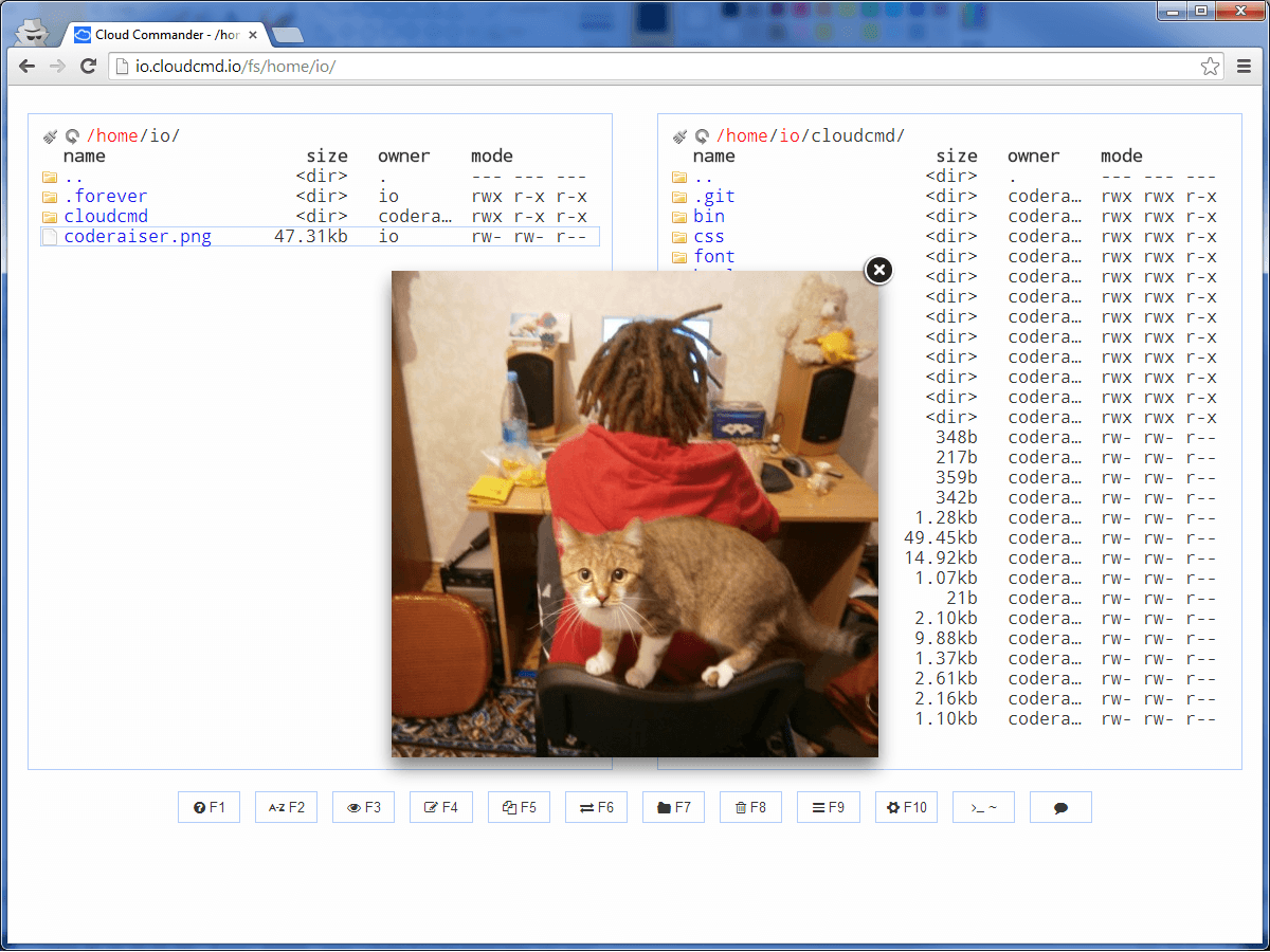 Двухпанельный веб файл менеджер Cloud Commander
