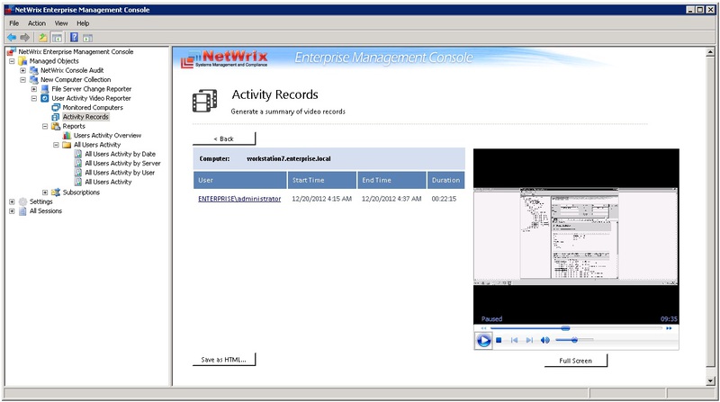 Эффективный видеомониторинг действий пользователей с NetWrix User Activity Video Reporter 1.0