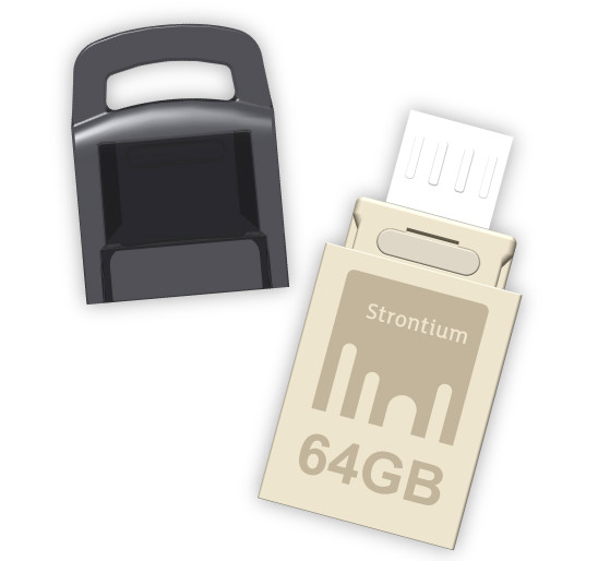 Флэш накопитель Strontium On The Go USB можно подключить к мобильному устройству Strontium On-The-Go USB