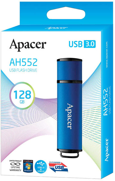 Флэш-накопитель Apacer AH552 оснащен интерфейсом USB 3.0