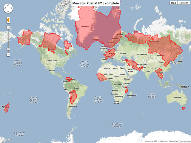 Головоломка Mercator для знатоков географии