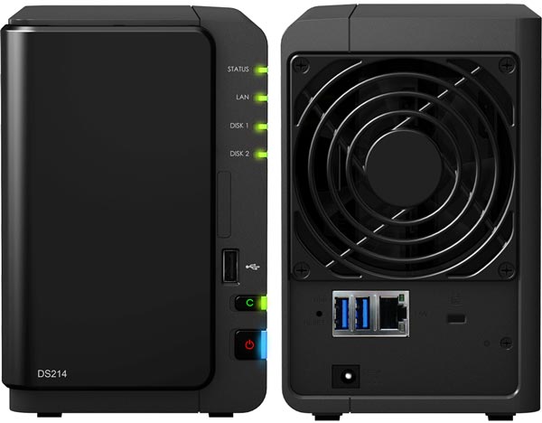 Оснащение хранилища Synology DiskStation DS214 включает порт Gigabit Ethernet