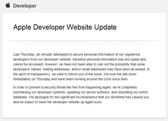 iOS Developer Center взломан