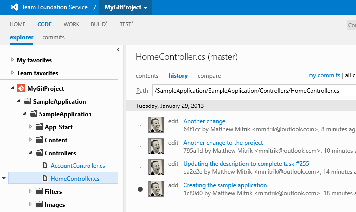 Интеграция Team Foundation Services с Git и другие новые возможности image