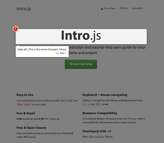 intro.js — пошаговое руководство для веб страницы