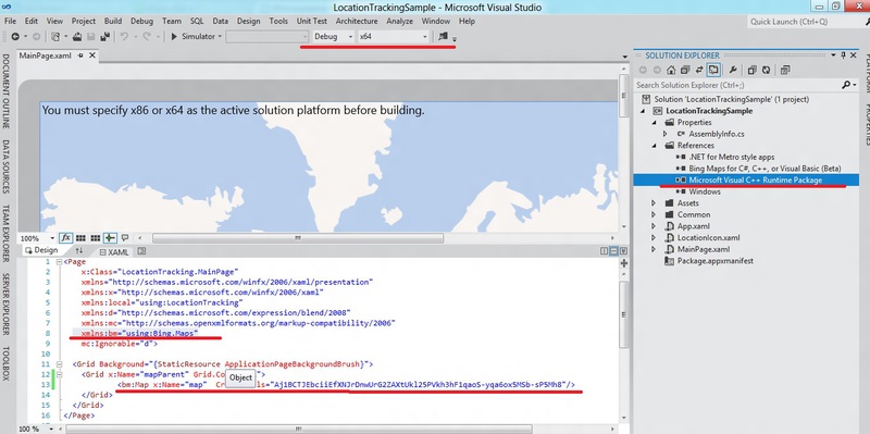 Использование Bing Maps SDK для Windows8 Metro приложений