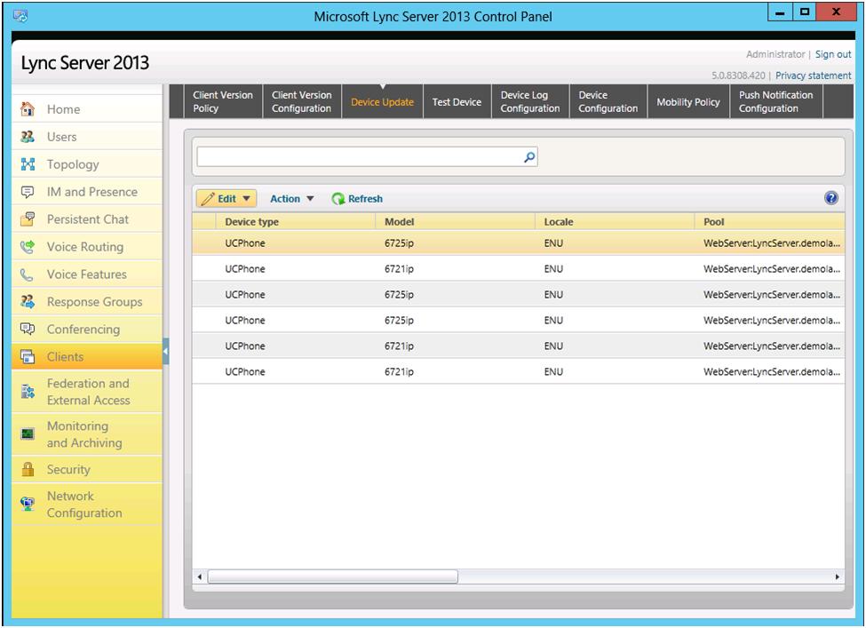 Использование IP терминалов Aastra 6725ip и Aastra 6721ip в инфраструктуре MS Lync 2013 Server