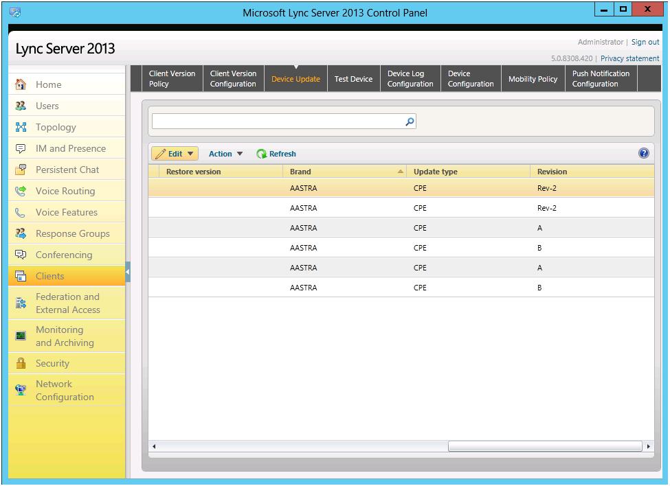 Использование IP терминалов Aastra 6725ip и Aastra 6721ip в инфраструктуре MS Lync 2013 Server