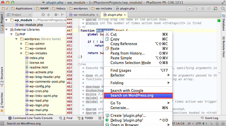 Использование PhpStorm для разработки под WordPress