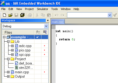 Использование среды разработки IAR Ebedded Workbench IDE Дерево проекта