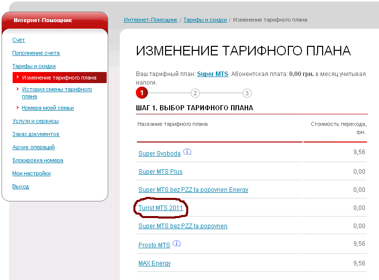 Как перевестись в закрытый для перехода тариф МТС Украина
