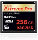 Карта памяти SanDisk Extreme Pro CompactFlash объемом 256 ГБ подходит для записи видео 4K