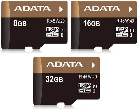 Карточки памяти ADATA Premier Pro microSDHC UHS-I U1 объемом до 32 ГБ развивают скорость до 45 МБ/с