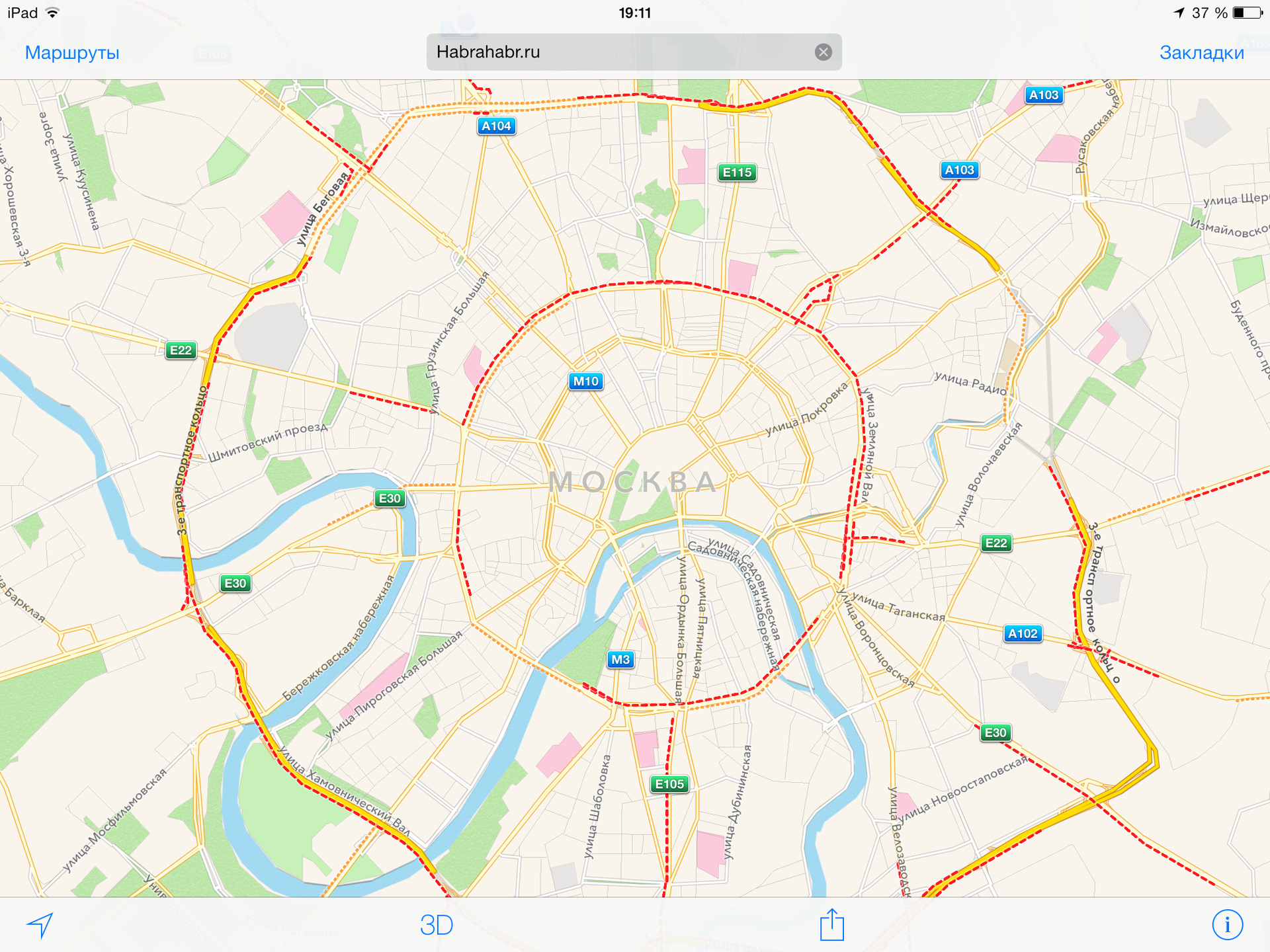 Карты Apple начали показывать пробки в России