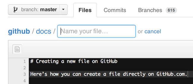 Кнопка «Новый файл» на Github