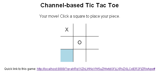 Крестики нолики с помощью Channel API на Google App Engine и Java